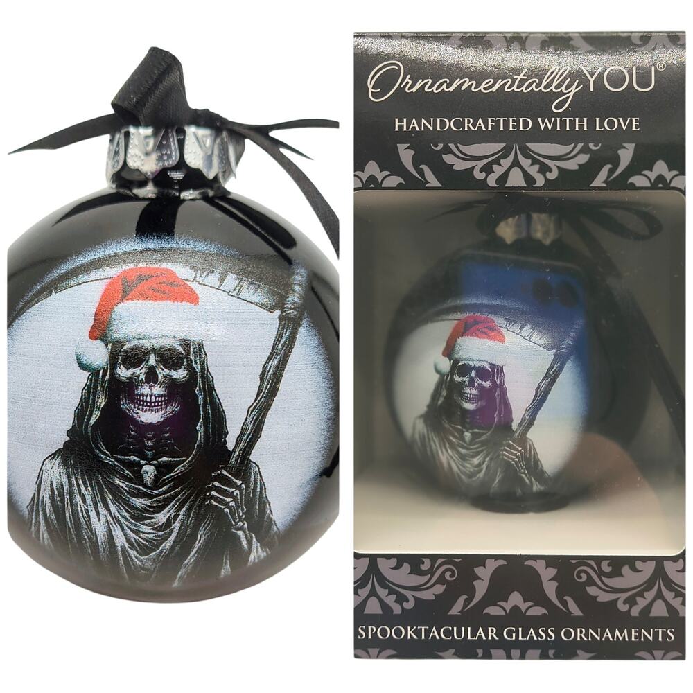 Gothic Reaper Christmas Ornament – Black Glass Holiday Decor